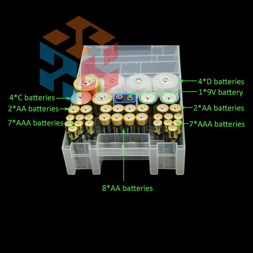 Plastic Battery Box Storage Case Holder Organizer for AA AAA C D 9V Batteries