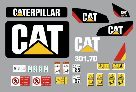 Compatible Decals For CATERPILLAR 301.7D Adhesive Complete Kit