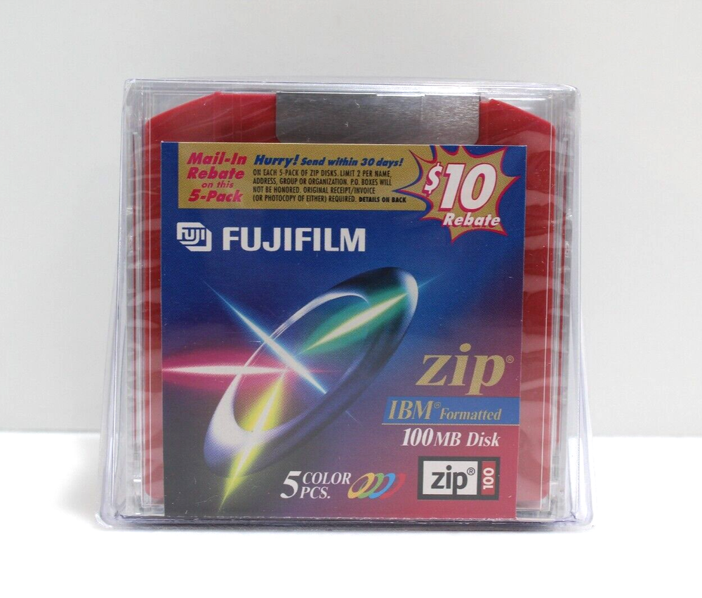 Fujifilm Zip IBM Formatted 100MB Disk - 5 pack.