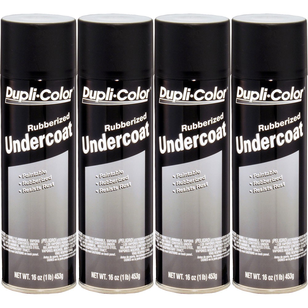 Duplicolor UC101 (4-Pack) Paintable Rubberized Undercoating, Black, 16oz Aerosol