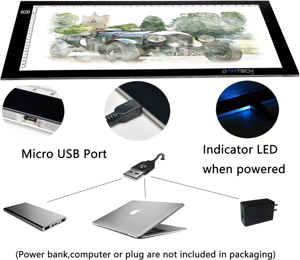 A4 Ultra-Thin Portable LED tracing Light Box Dimmable Brightness Black