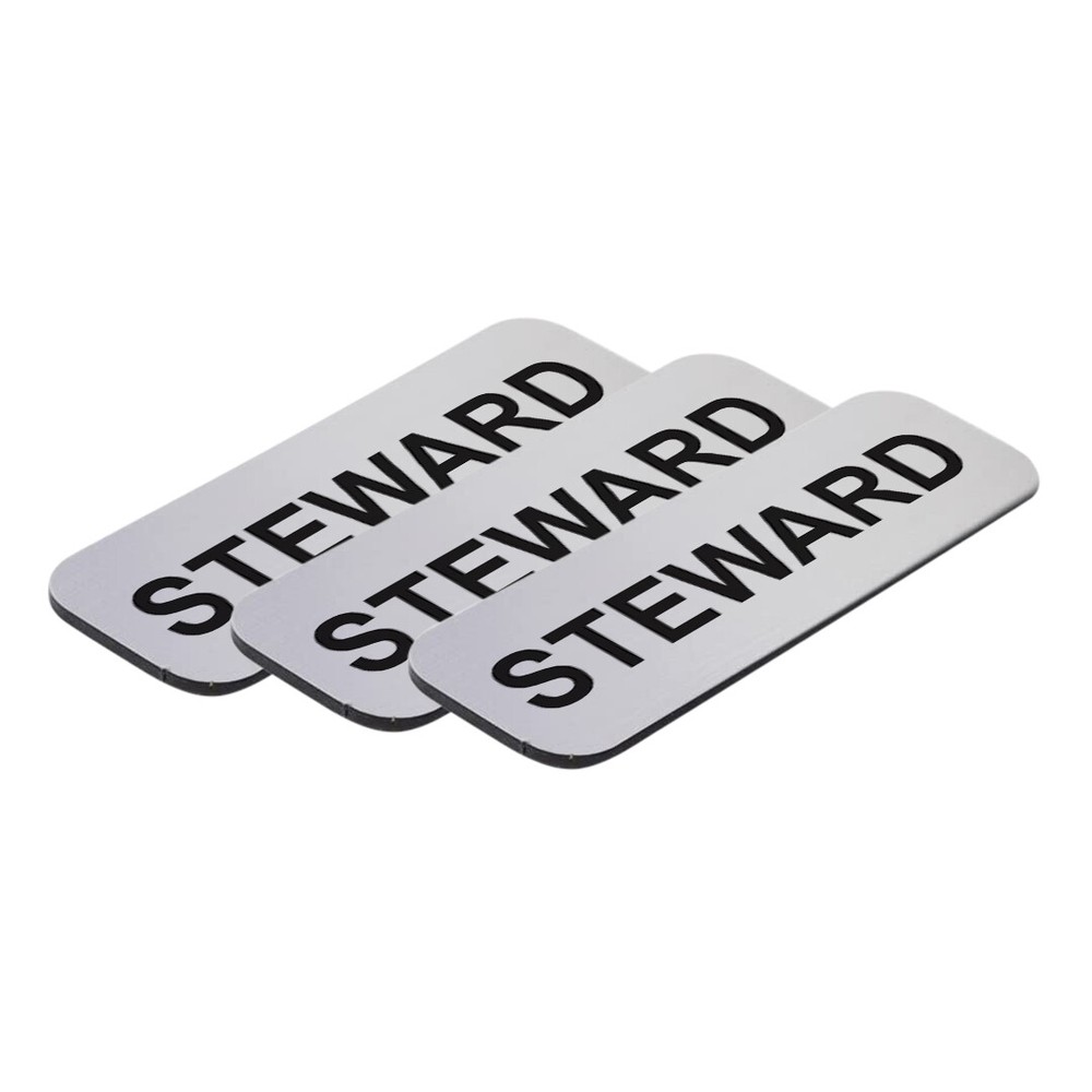 Steward 1 x 3" Name Tag, (3 Pack)