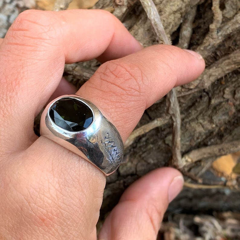 Black Diamond 295 Silver Mens Ring Handmade RIng Anniversary Gift ring