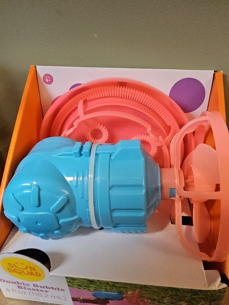 Double Bubble Blaster – Sun Squad Plastic Bubble Blower Toy Ages 3+