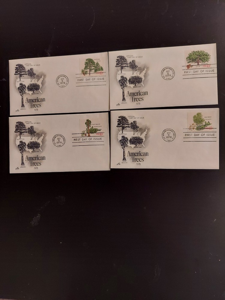 4 First Day Covers American Trees