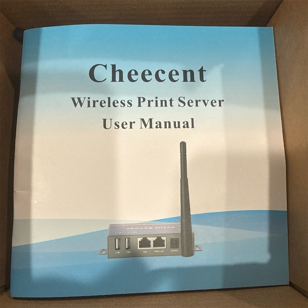 Cheecent Wireless/Wired Network Print Server Ethernet WiFi Dual USB w/