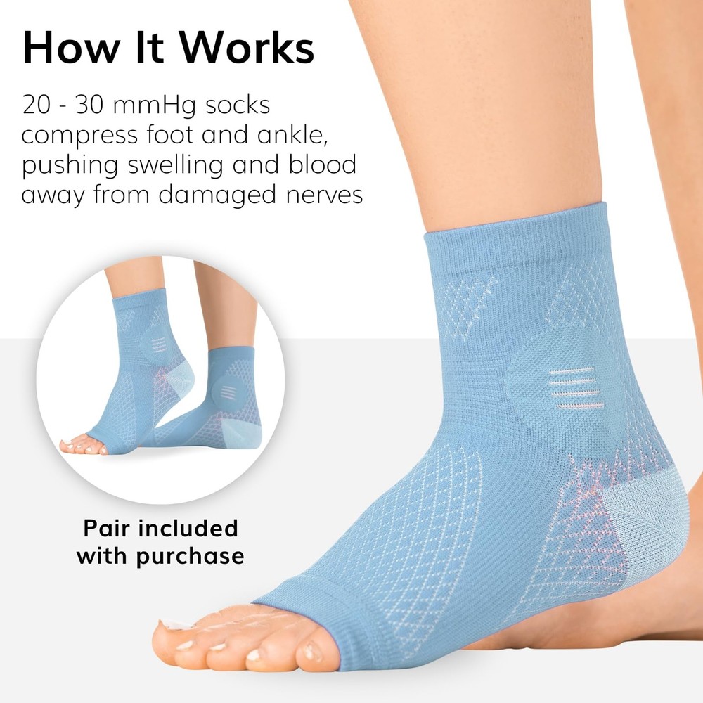BraceAbility Neuropathy Socks (Pair) - Peripheral Neuritis Compression Diabetic