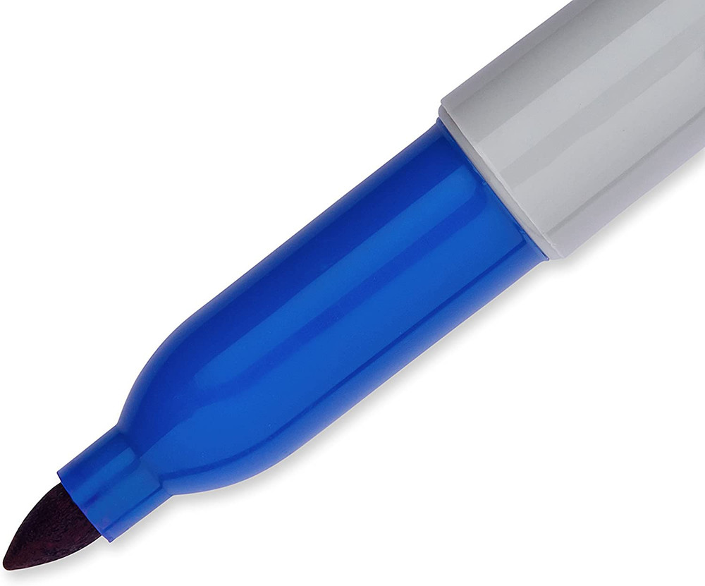 Permanent Markers, Fine Point, Blue, 12 Count