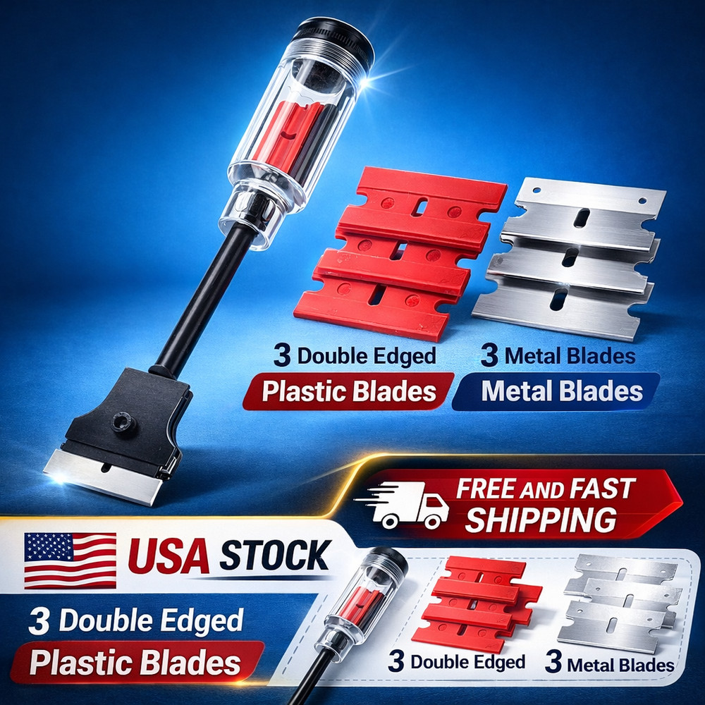 11" Long Razor Blade Scraper Tool | Window Scraper, Long Extension Decal Sticker