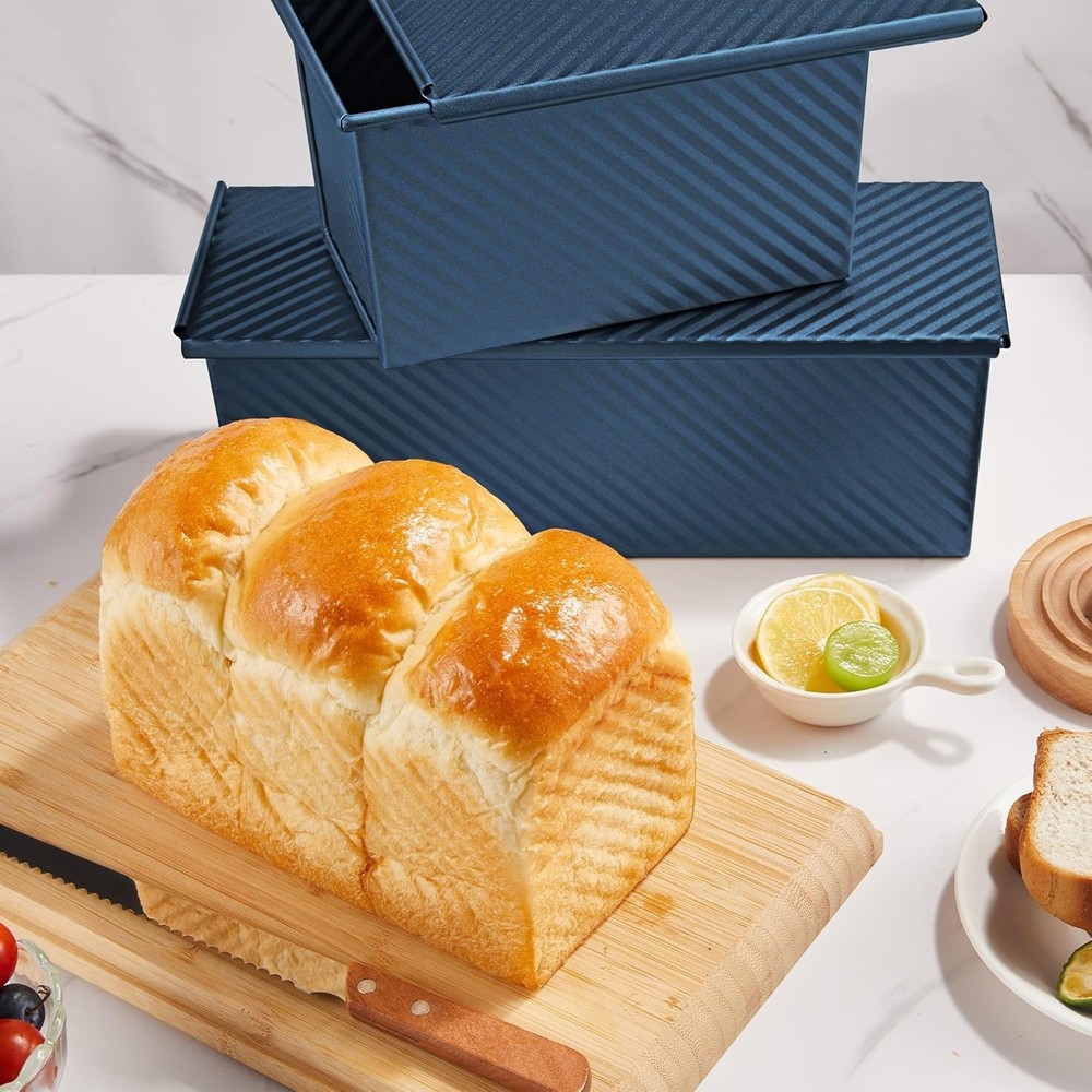 Pullman Loaf Pan with Lid, 1 lb Dough Capacity Non-Stick Bakeware for Baking ...