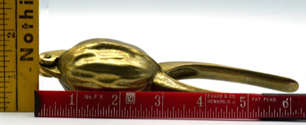 Vintage Solid Brass Walnut Shaped Nut Cracker with Handle Nutcracker