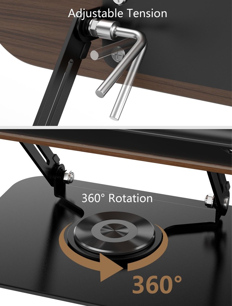 Book Stand for Reading Adjustable 360 Rotating Base Foldable Cookbook Holder