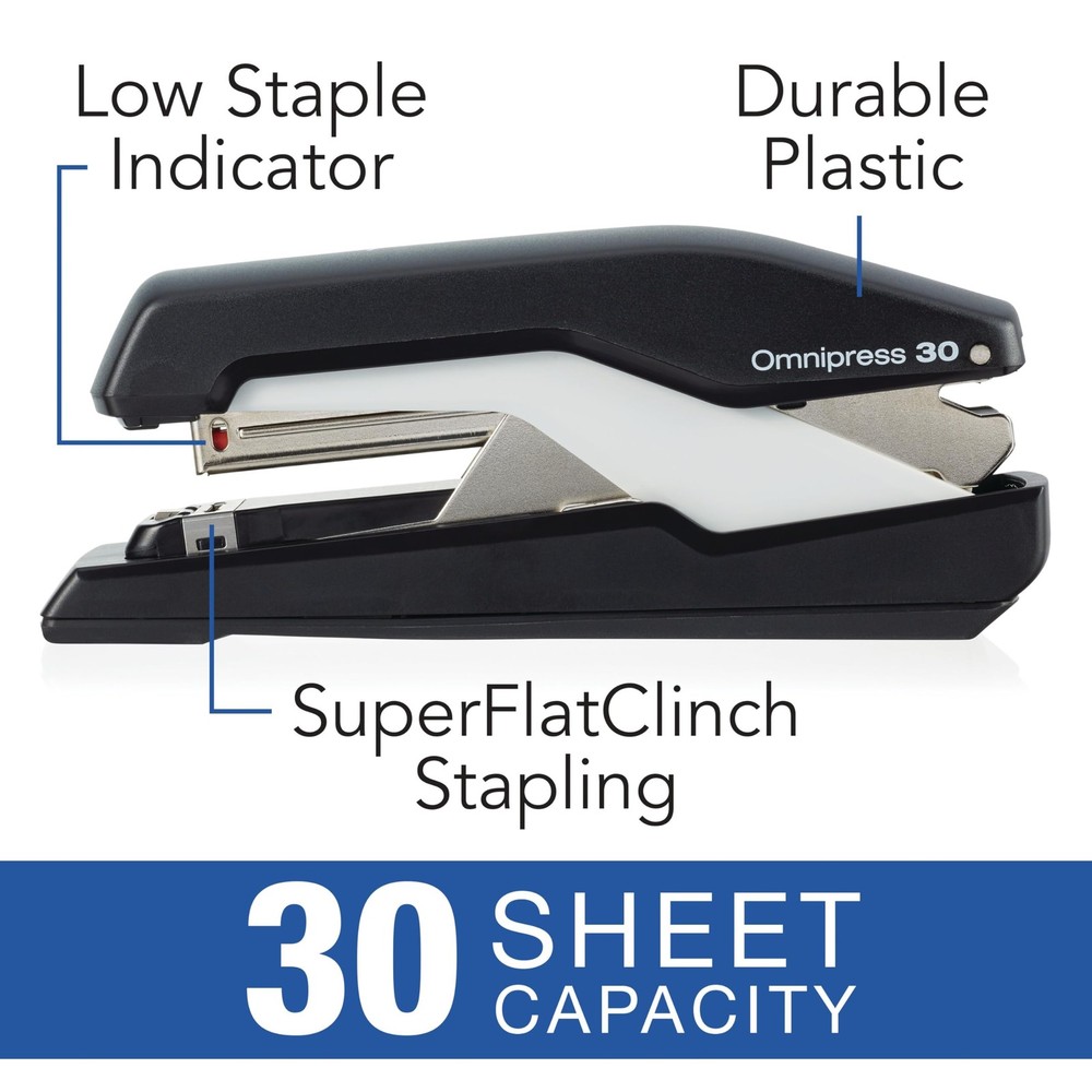 Durable Black Gray Stapler Omnipress Technology 30 Sheets Desktop Handheld Use