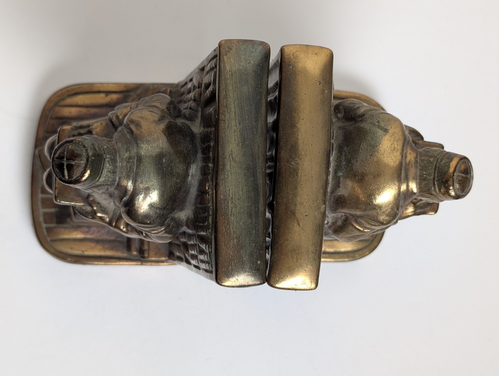 Vintage Solid Brass Figural Bookends Scholar Library Ladder Heavy 17lb Pair