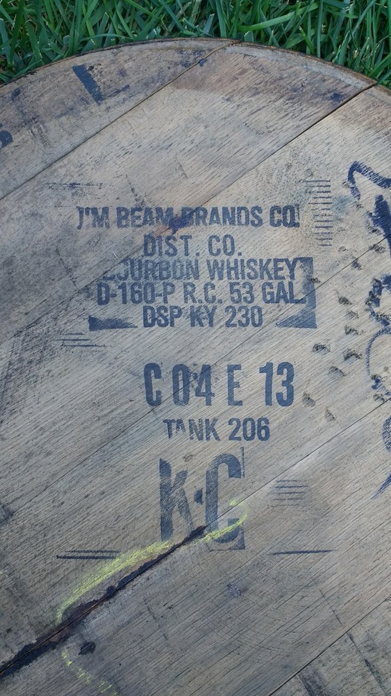 100% Authentic Bourbon Whiskey Barrel Top / Head / Lid - !!! LARGE stamp !!!