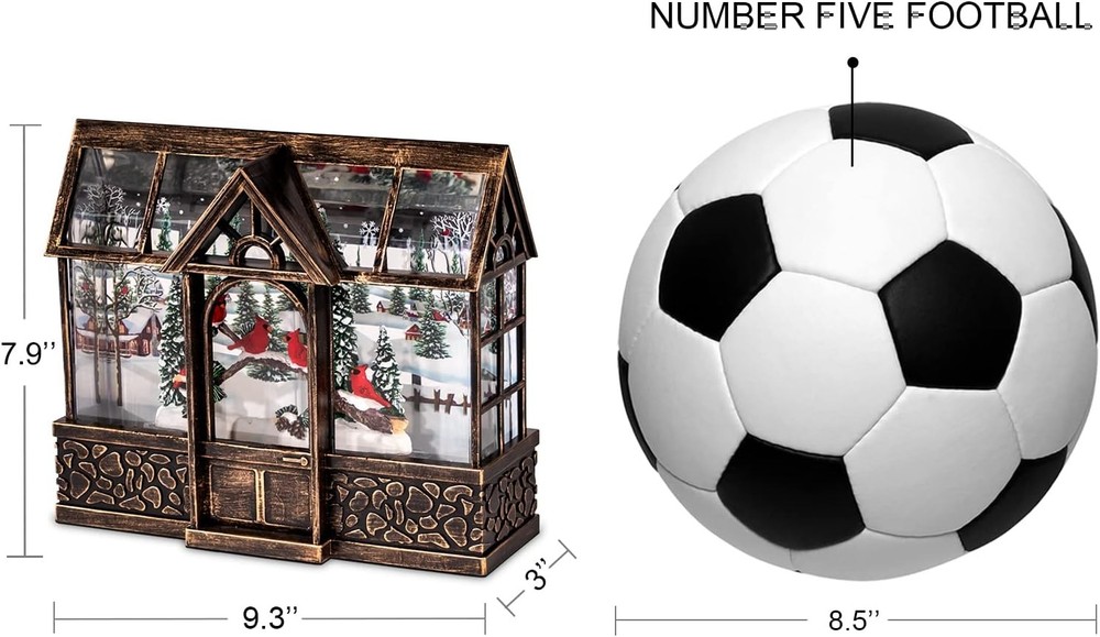 Christmas Cardinal Snow Globe Lantern with Music & Timer, USB/Battery