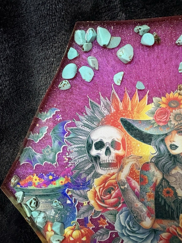 7” By 8” Witchy Turquoise Flowering Piece