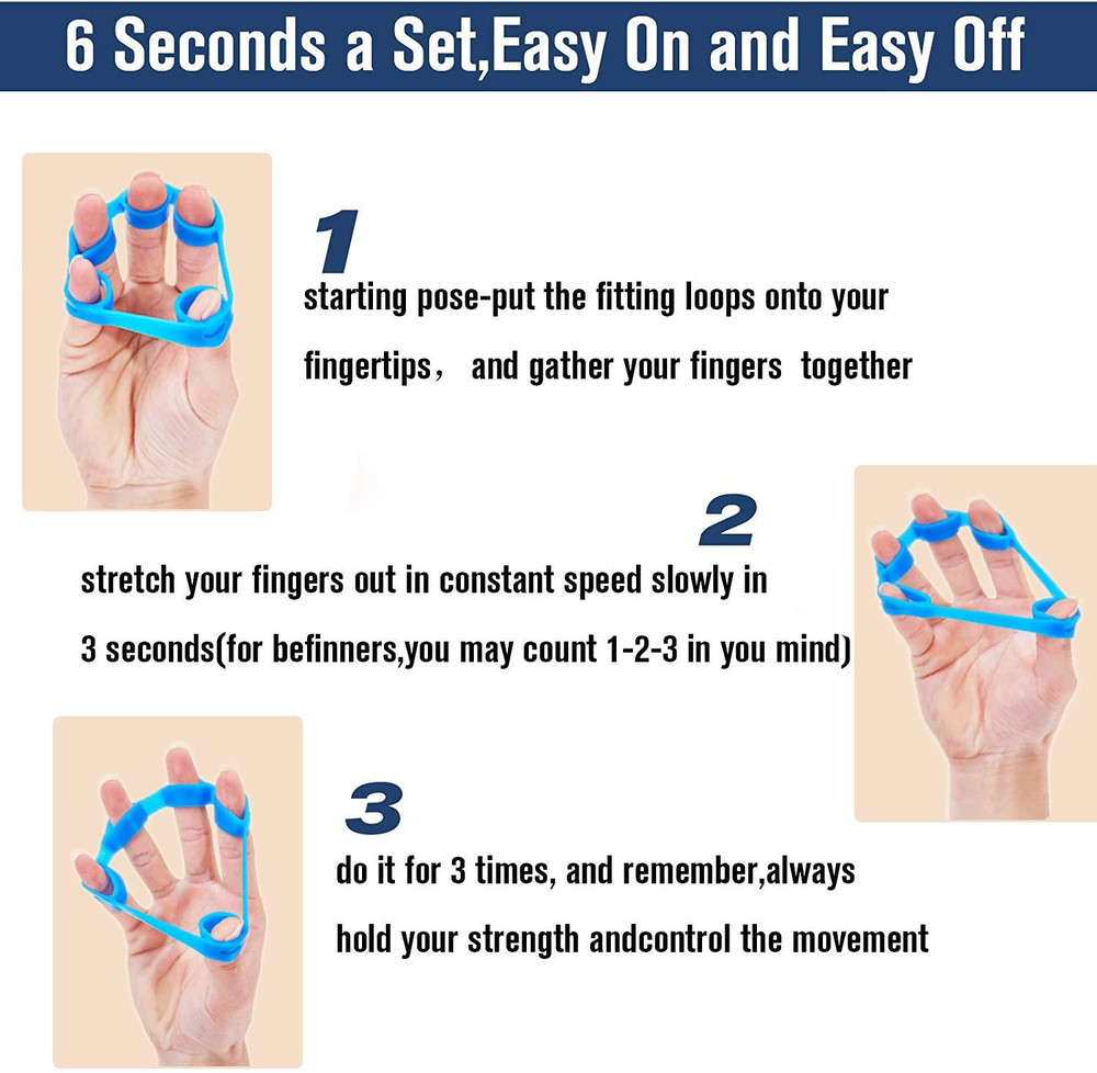 Hand Grip Strengthener Set 6 Pack Finger Exerciser Forearm Trainer Workout Tool