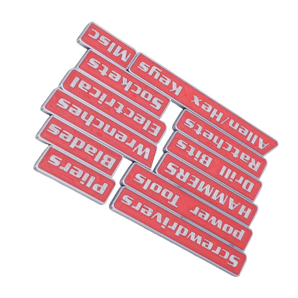 3-12pcs Magnetic Toolbox Labels Reusable 3D Printed Toolbox Drawer Tags Red