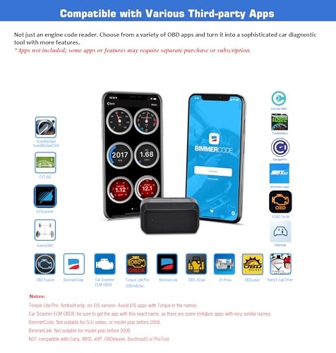 OBDCheck BLE Bluetooth OBD II Scanner for iOS & Android, Car Wireless Check
