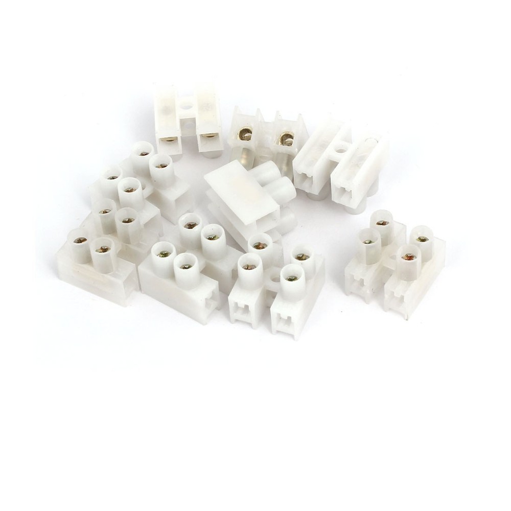 12/pk 220V 2 Position H Type Screw Terminal Blocks Strips Wire Cable Connectors