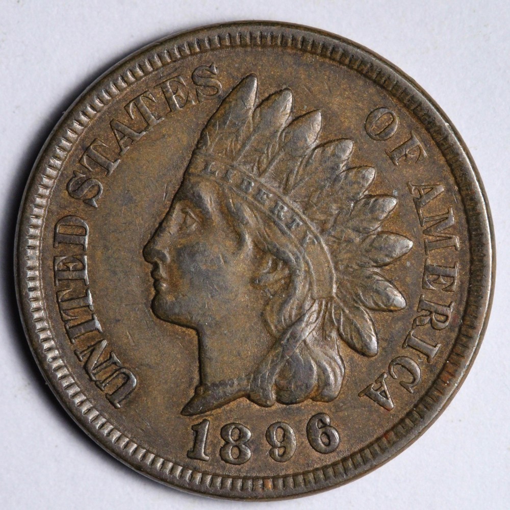 1896 Indian Head Cent Penny AU E185 ZTNC