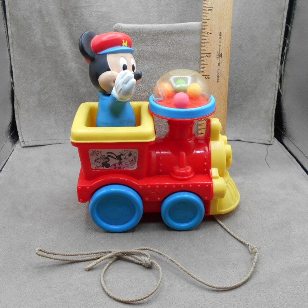 Vintage Disney Mickey Mouse Pull 'n Pop Train Popping Balls Pull Toy