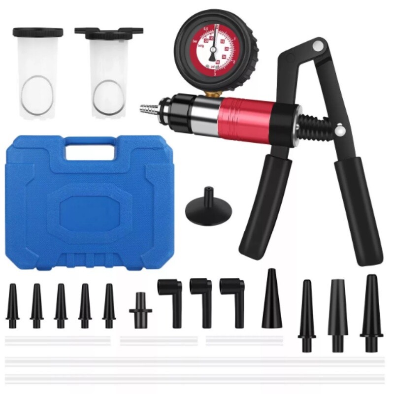 Hand Held Vacuum Pressure Pump Tester Set Brake Fluid Bleeder Bleeding Kit +Box