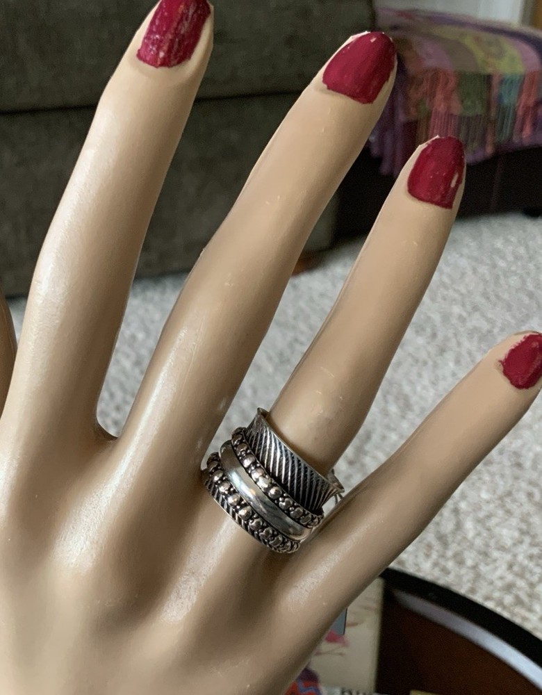 Handmade Sterling Silver Spinner Ring Sz 6.5 Beaded Spinner Ring
