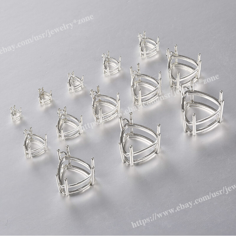 Sterling Silver Pre-Notched Earring/Pendant Setting 4mm-16mm Trillion Setting