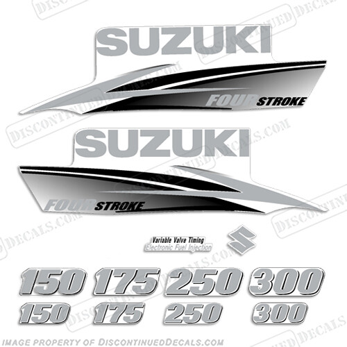 Fits Suzuki 175hp DF Fourstroke Decals (Custom Silver) 2010+
