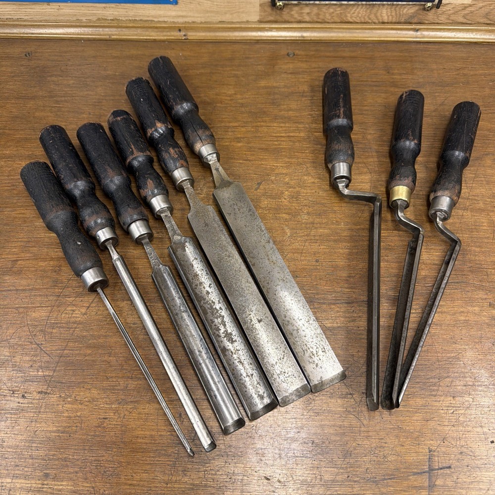 Vintage Paring Gouges Job Lot - X9 Marples / Ward Etc