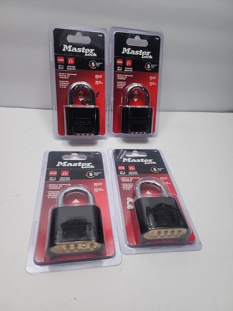 Master Lock 178D Combination Padlock, Resettable (4-Pack)