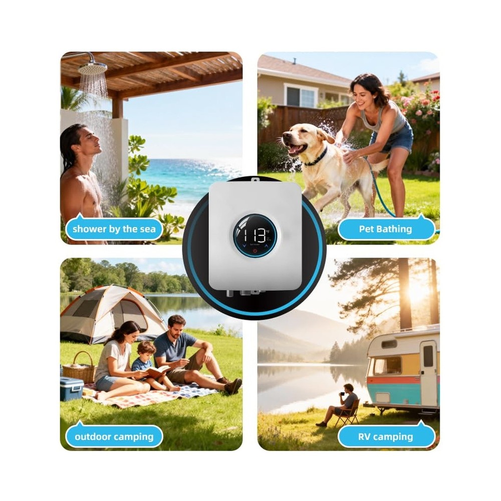 Tankless Electric Water Heater 110V 1800W Outdoor RV Camper LED Digital Display