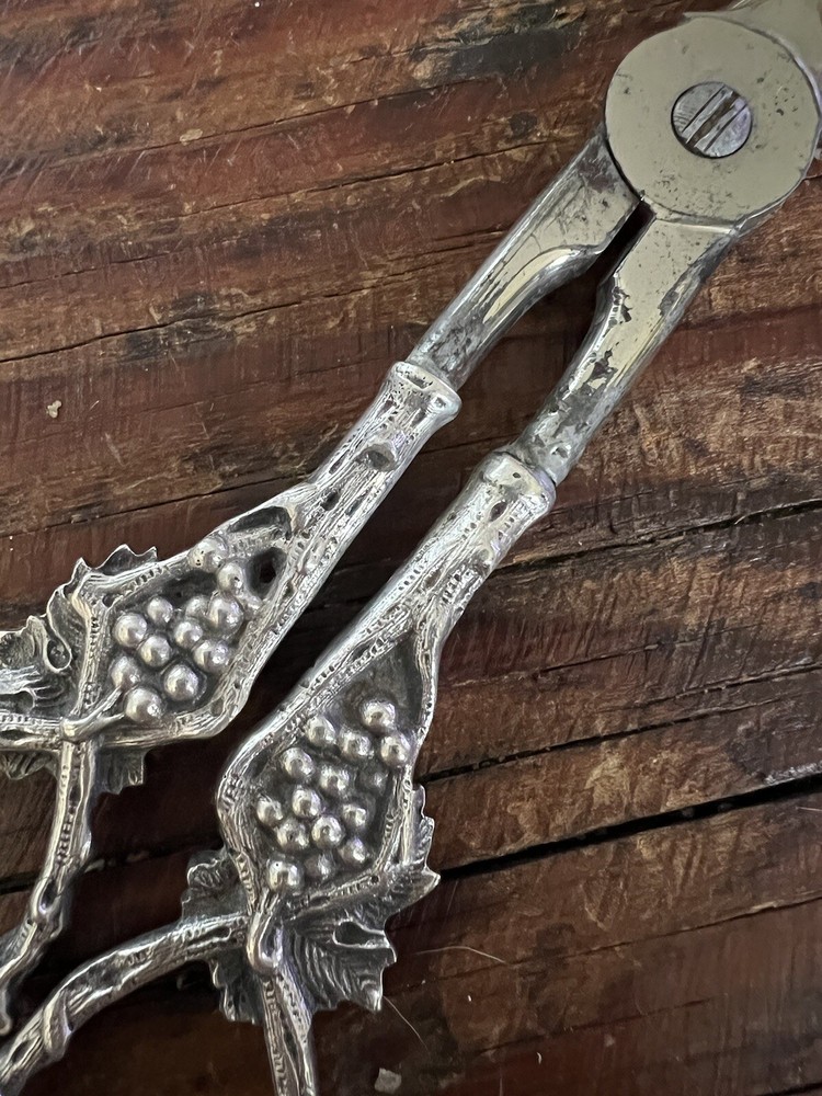 Vintage Ornate Sterling Silver Grape Shears Scissors