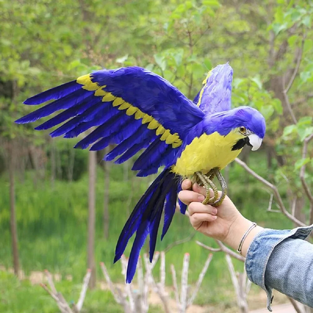simulation blue foam&feather wings parrot model bird gift about 42x60cm
