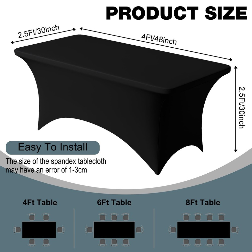 Trlyc 2 Pack 4FT Spandex Table Cloth - 48 x 30 Inch Rectangular Stretch Table...