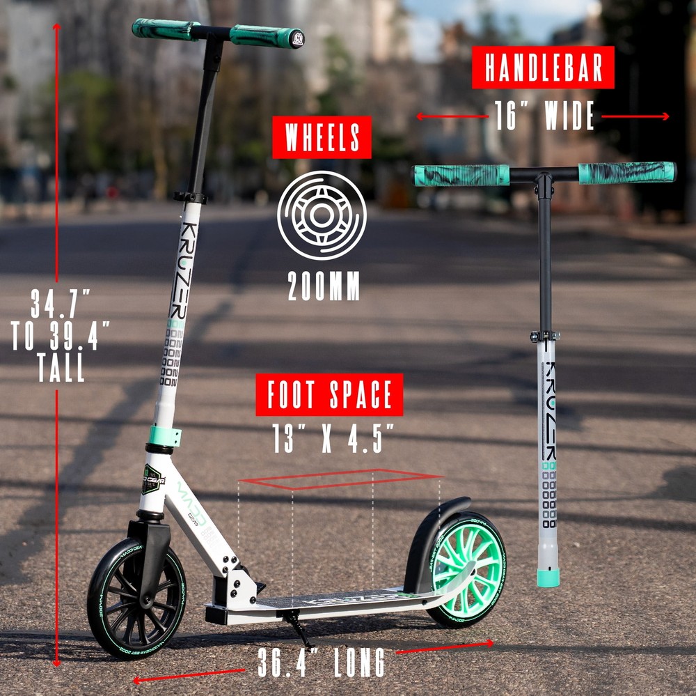 Large Folding Kick Scooter – Adjustable Handlebar – Big 200mm Wheels