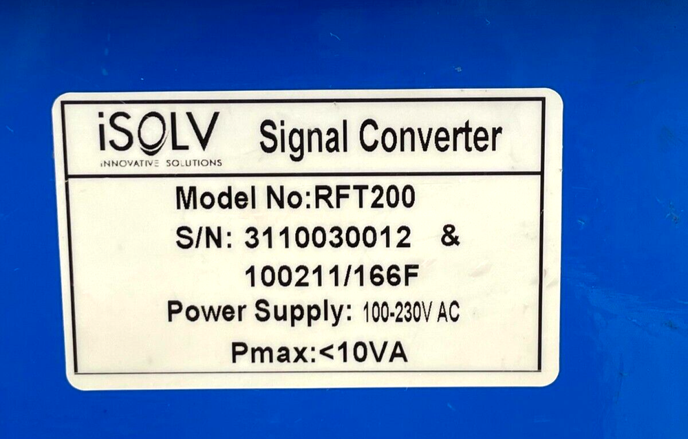 ISOLV INNOVATIVE SOLUTION RFT200 SIGNAL CONVERTER