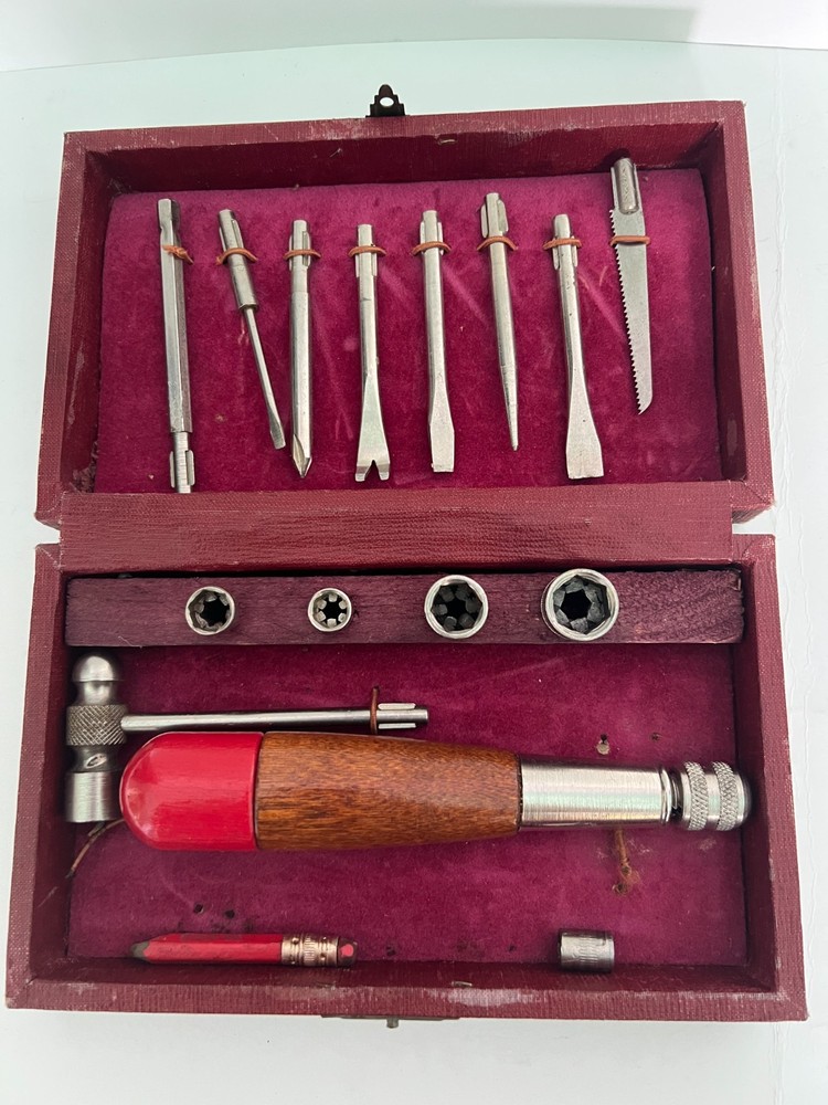 Vintage IFC Lines Wood Tool Kit Set w/ Case Multi Bit Carving Tools