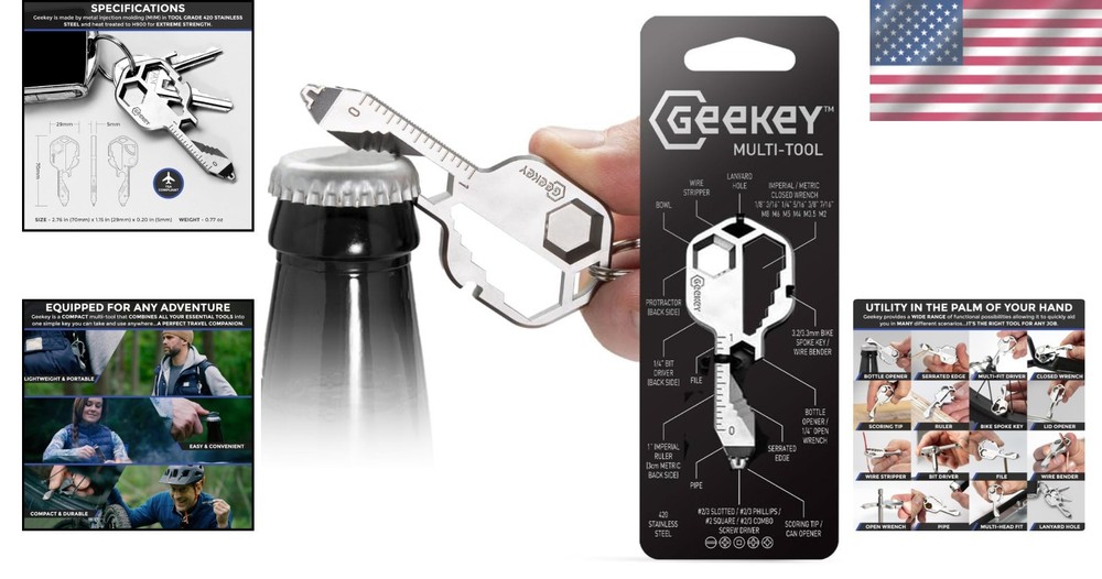 Versatile EDC Keychain Multitool – 16 Tools Include Bottle Opener & Screwdriver