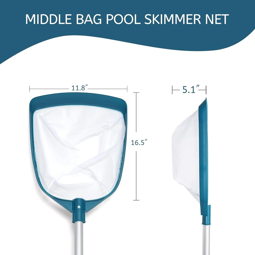 Multipurpose Pool Leaf Skimmer with Adjustable Length - Compact & Efficient