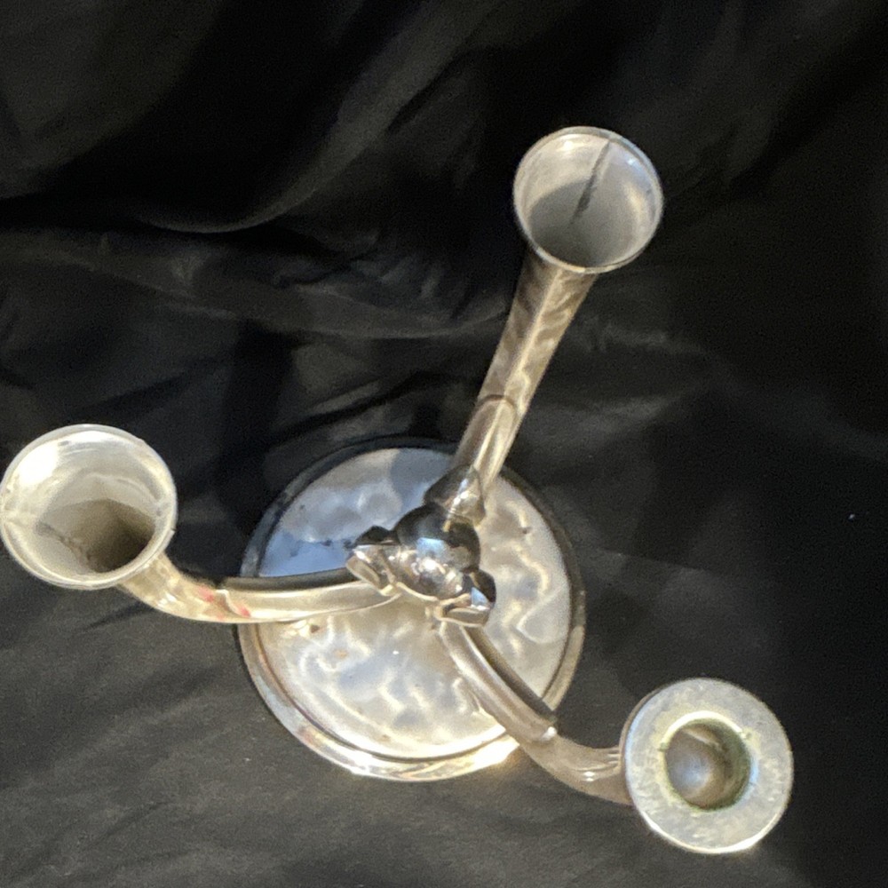 WMF Ikora Silverplate Three-Arm Candlesticks Pair Post-1940 Decorative