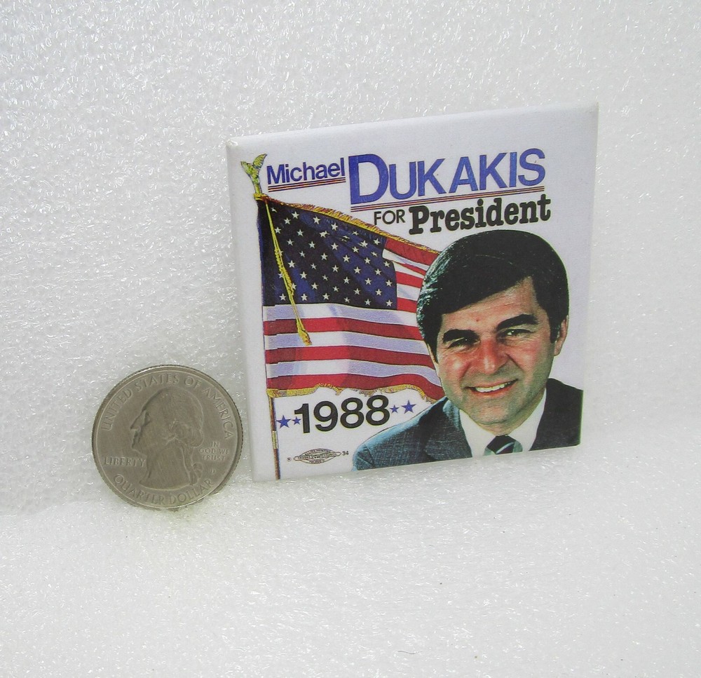 1988 Michael Dukakis For President Button Pin