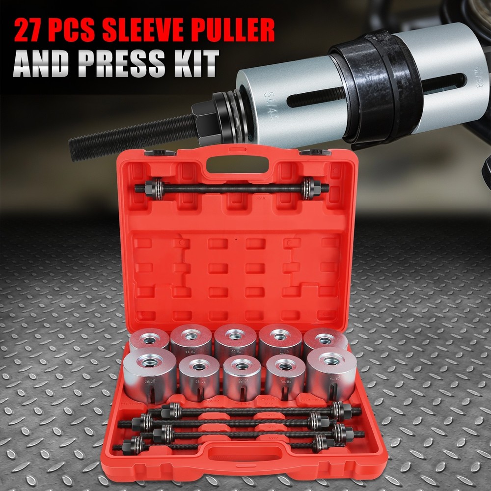 27 PCS Universal Press & Pull Sleeve Kit Bush Bearing Removal Insertion Tool Kit