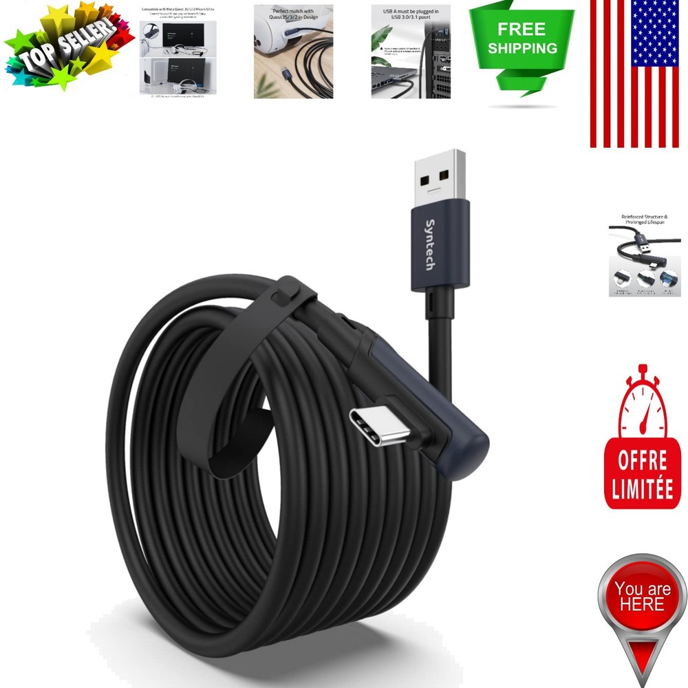 16 FT USB 3.0 VR Link Cable - Ultimate Freedom for Meta Quest Users