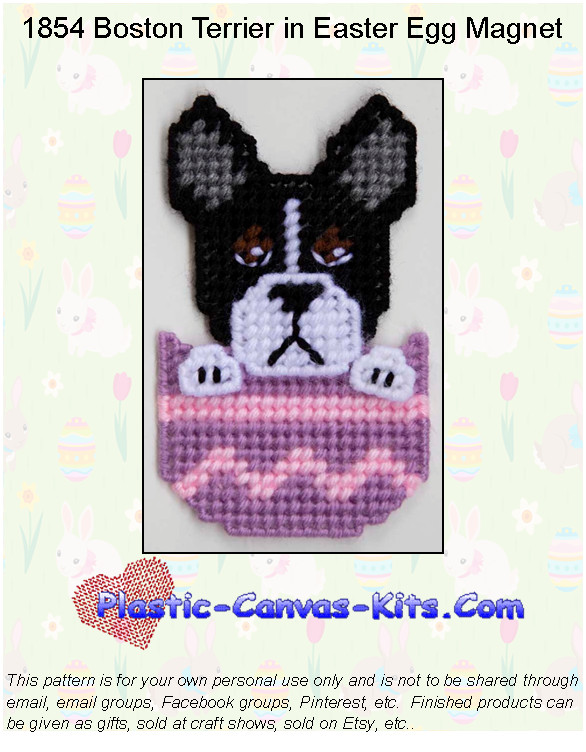 Boston Terrier in Easter Egg Magnet-Plastic Canvas Pattern/Kit