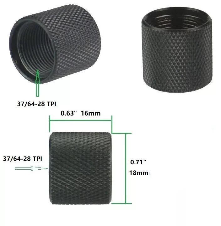 37/64x28(0.578-28) TPI Thread, Thread Protector ,Black
