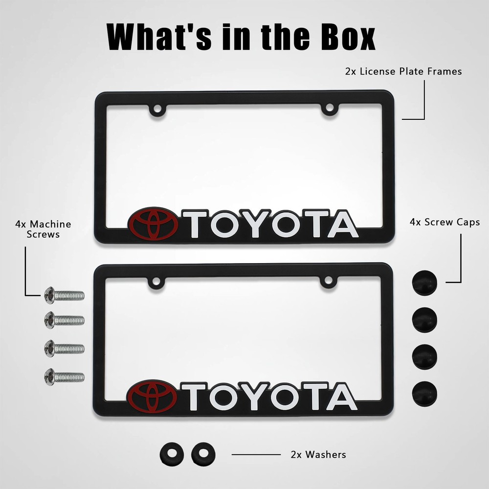 2pcs-Toyota-black license plate frame(Plastic) Practical