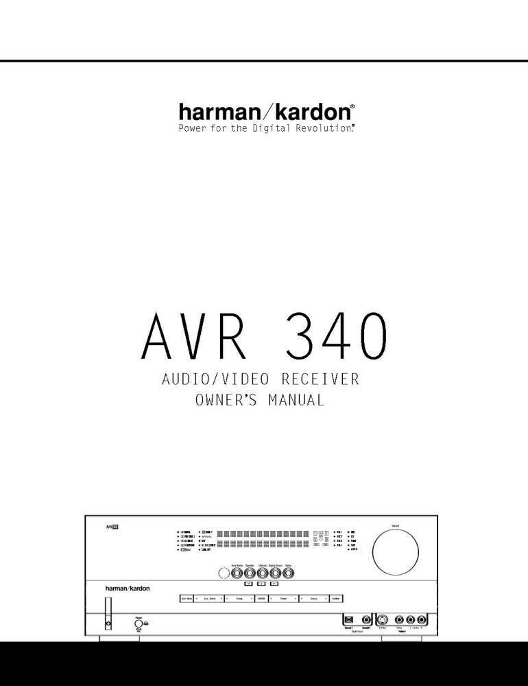 Harman Kardon AVR340 Receiver Owners Manual
